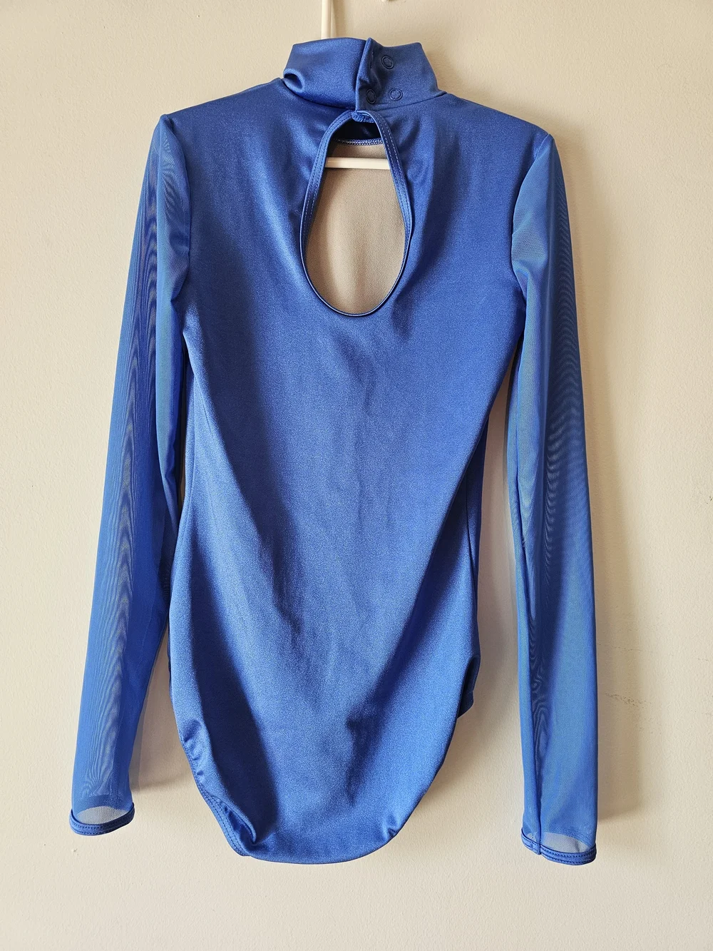 Weissman Royal Blue Mock Neck Mesh Long Sleeve Dance Leotard MC